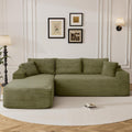 95" Boneless Cloud Sectional Couches for Living Room, Comfy Fluffy L Shaped Memory Foam Deep Seat Boneless Couch, Modular Sectional Sofa with Left Facing Chaise, Olive Green