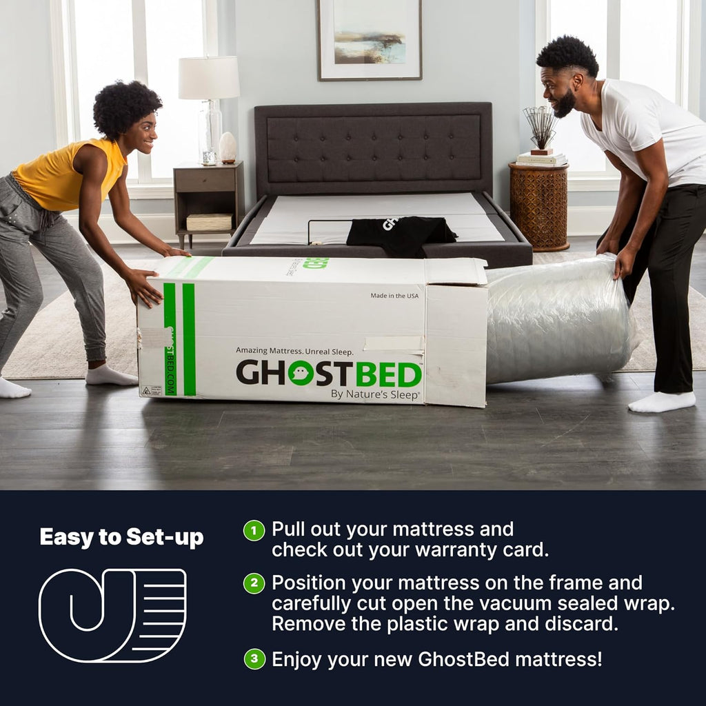 GhostBed Classic 11 Inch Memory Foam & Latex Mattress - Medium-Firm Feel, Made in The USA, King