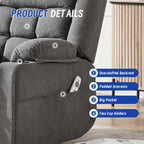 Swivel Recliner Chair for Adults with Massage and Heating,Manual Glider Rocking Recliner Chair with Cup Holds and Pockets,Reclining Rocker Chairs for Living Room Bedroom R8811 (Darkgrey)