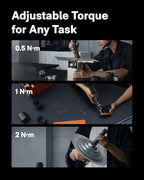 HOTO PixelDrive Electric Screwdriver, Smart Display, 6 Torque Settings, 0.5 to 6 N·m, 1/4'' Hex 30 Bits, LED Light, 2000 mAh Rechargeable Cordless Screwdriver Set for Electronics, Gadgets for Men