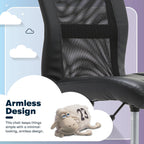 Serta Essential Armless TaskChair, Small Desk Chairs with Wheels, Breathable Mesh Back and Faux Leather, Quality Foam Cushion Seat for Comfort, Minimal Design for Vanity Table, Black