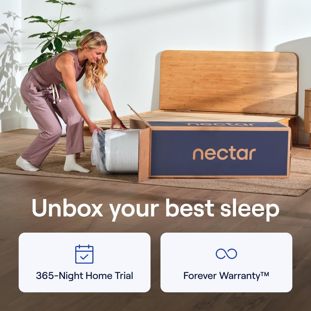 Nectar Classic Hybrid 12” Full Mattress - Medium Firm - Memory Foam & Innerspring Coils - Cooling Top Layer - Back Pain Relief - Mattress in a Box - 365-Night Trial & Forever Warranty