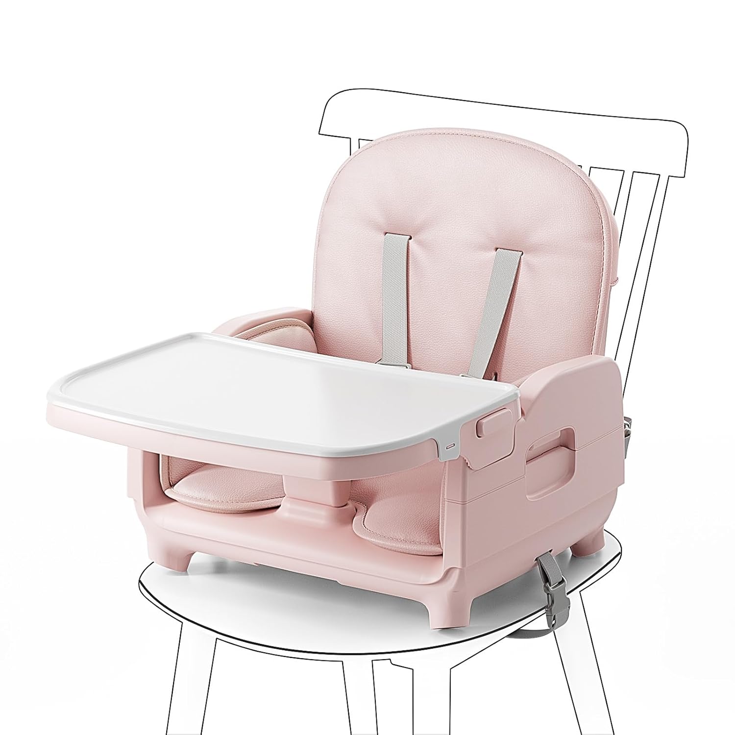 Obee Odee 3-in-1 Portable Baby High Chair for Babies and Toddlers, Convertible Easy Clean Infant Foldable Highchair with Adjustable Legs & Dishwasher Safe Tray, Pink