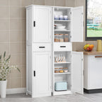 usikey 67'' Tall Bathroom Cabinet, Storage Cabinet with 4 Shelves & 2 Doors, Narrow Storage Cabinets for Bathroom, Living Room, Home Office, White