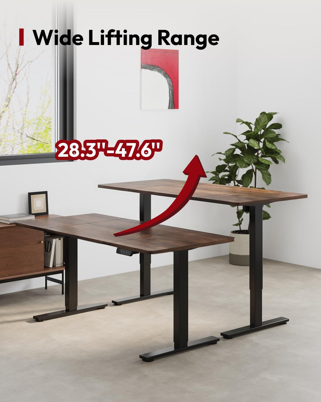 SANODESK Dual Motor Electric Standing Desk 71 x 32 Inches, Height Adjustable Sit Stand Desk with Large Splice Board for Home Office, Computer Workstation, Study & Gaming, Black Frame/Black Walnut Top