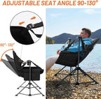 TIMBER RIDGE Hammock Camping Chair with Adjustable Backrest, Heavy Duty Folding Hammock Chair Supports 300lbs, Portable Hammock Chair for Camping, Travelling and Patio, Black