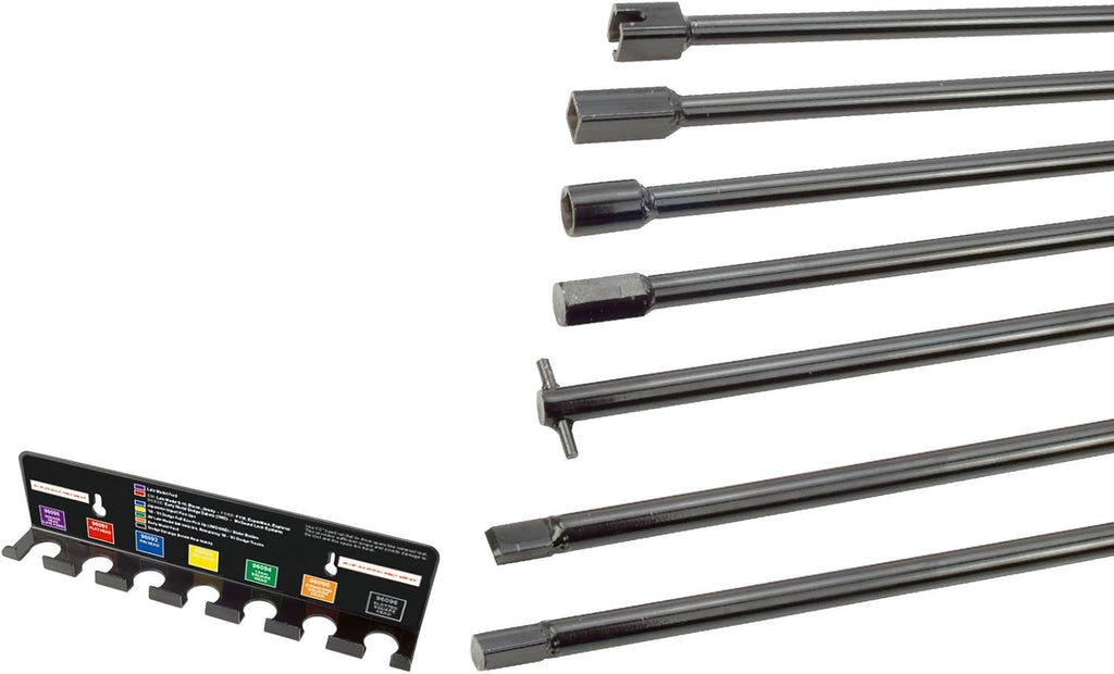 Steelman 7-Piece Spare Tire Retrieval Tool Kit, Lower and Raise Cradle-Suspended Tires, Flat, Pin, Hex, 12-mm Square, Slotted, ⅜-inch Square Heads