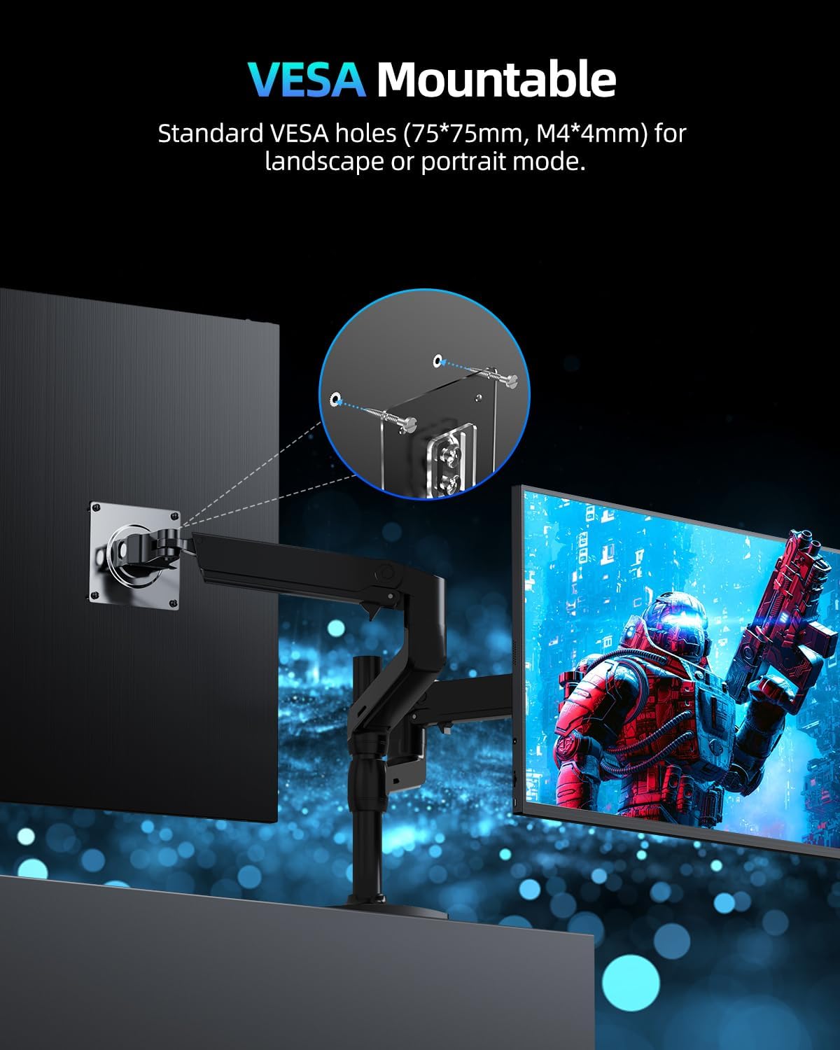 UPERFECT 18" QLED Portable Monitor  2K 2560×1600  144Hz Gaming Display  500 Nits Brightness  FreeSync HDR  100% DCI-P3  Ultra-Slim USB-C/HDMI Monitor for Laptop MacBook Phone Game Console  VESA Mount