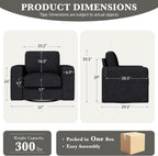 Swivel Accent Sofa Chair Set of 2, 360 Degree Rotation 36'' Width Oversized Wingback Armchair Linen Fabric Single Thick Cushion Soft Living Room, Office Black