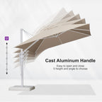 PURPLE LEAF 10 FT Right-left Tilt Patio Umbrella Swivel White Cantilever Umbrella with Tilt Aluminum Outdoor Umbrella with 360° Rotation for Deck Pool Garden, Beige