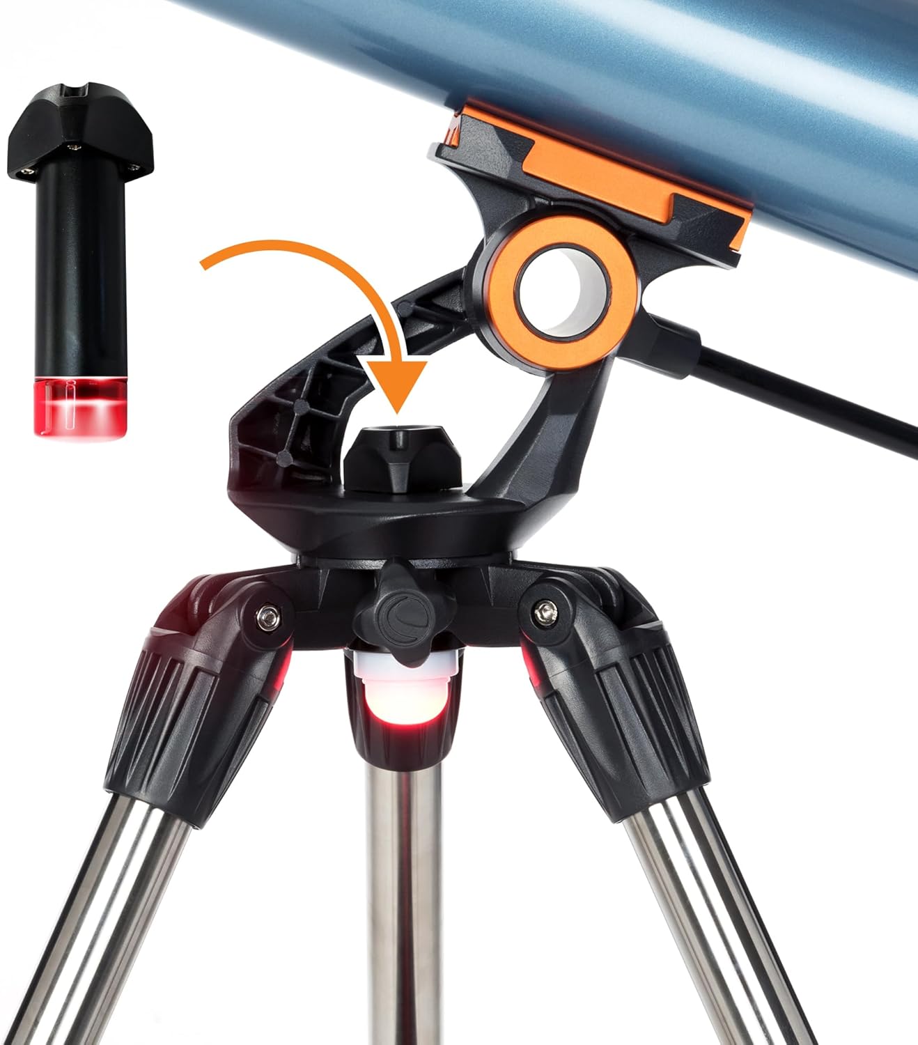 Celestron Inspire 100AZ Refractor Telescope with Built-in Smartphone Adapter  Blue