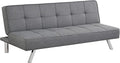 Giantex 3-Seat Convertible Sofa Bed, Sofa Bed w/ 3 Adjustable Angles, Line Fabric & High-Density Sponge, Durable Wood Frame &Sturdy Stainless-Steel Feet, Suitable for Living Room, Bedroom
