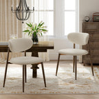 Dining Chairs Set of 4, Curved Back Kitchen Room Chairs with Metal Legs and Anti Slip Pads, Upholstered Dining Chair for Home and Restaurant, Beige