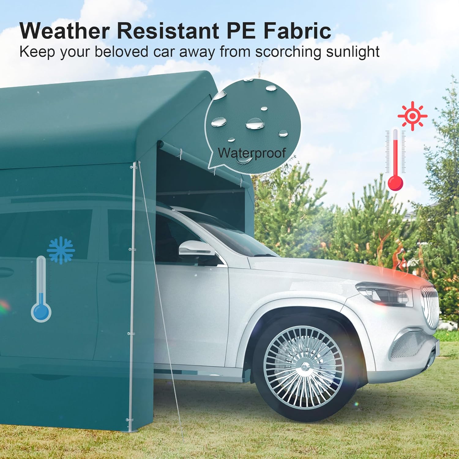 GOJOOASIS Car Port Canopy Tent Carport 10'x20' Car Tent Portable Garage, Tents for Car Waterproof & UV Protected for Wedding, Garden Shelter, Storage Shed (Green)