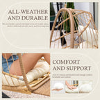 Yechen Hanging Egg Chair with Stand and Footrest for Indoor Outdoor, Foldable Wicker Rattan Patio Egg Swing Chairs Hammock Egg Chair with UV Resistant Cushion for Bedroom Porch, 350 Lbs Capacity