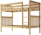 Max & Lily Bunk Bed Twin over Twin, Solid Wood Bunk Bed Frame with Ladder for Kids, 14" Safety Guardrails, Easy Assembly, No Box Spring Needed, Natural