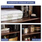 JXQTLINGMU Farmhouse Kitchen Pantry Cabinet - 72" Tall Wood Kitchen Storage Cabinets with Adjustable Shelves & 2 Barn Doors & Drawer, Versatile Storage for Dining Room, Bathroom, Rustic Brown