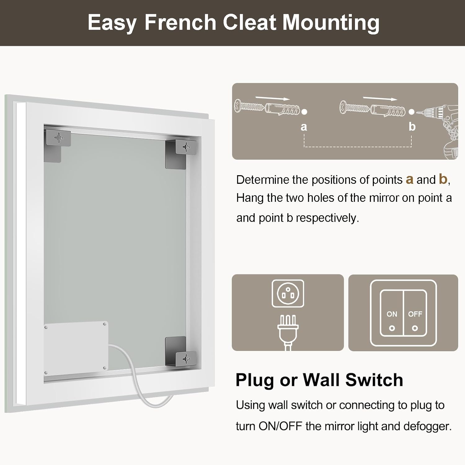 60x36 Large LED Bathroom Mirror with Lights, Brighter Backlit + Front Lit, Tempered Glass, Dimmable, Multiple Light Modes, Anti-Fog Lighted Bathroom Vanity Mirror for Wall, Memory Function