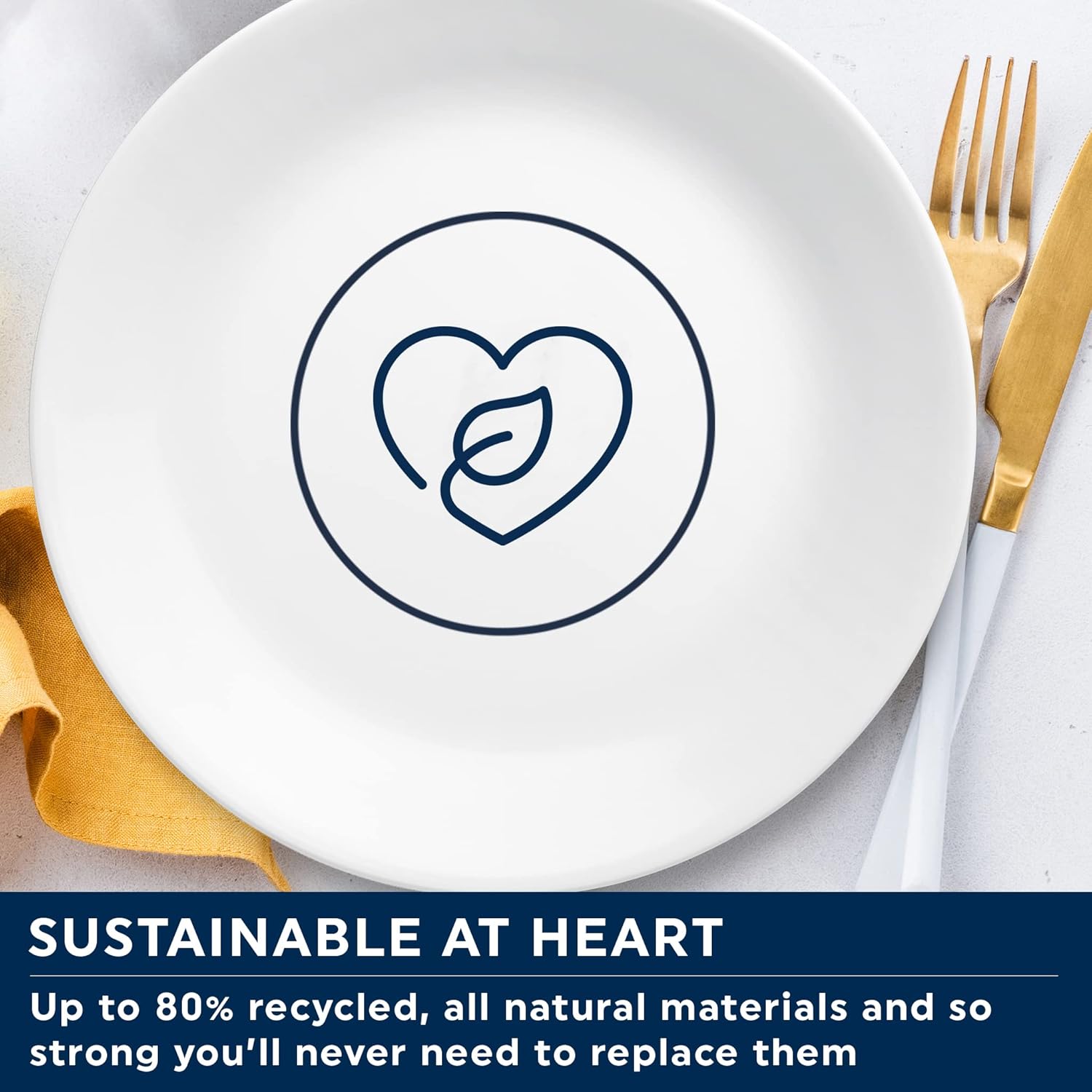 Corelle Dinnerware Set (12pc Set, Ocean Blues)-Dinner Set for 4, Includes 4 x: Plates, Side Plates & Bowls, 3 X More Durable, Half The Space & Weight of Ceramic, up to 80% Recycled Glass (1146815)
