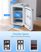 Antarctic Star Compact Mini Fridge, Portable Small Refrigerator with AC/DC Power, 10 Liter/ 2.6 Gal Small Cosmetics Cooler for Beverage, Food, Skincare, Bedroom, Office and Car, White