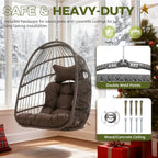 RADIATA Foldable Hanging Egg Swing Chair No Stand, Indoor Outdoor Wicker Basket Chair with Comfy Cushion, 350Lbs Durable Portable Hanging Hammock Seat for Bedroom Patio Porch Balcony, Dark Grey
