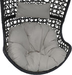 Sunnydaze Cordelia Egg Chair with Cushions -Resin Wicker Hanging Chair with 265-Pound Weight Capacity - Hanging Swing Includes Gray Polyester Cushion and Headrest