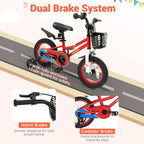 BABY JOY Kids Bike, 12 14 16 18 Inch Boys Girls Bike for 3-8 Years w/Training Wheels, 20 Inch Children Bicycle for 8+ Teens w/Kickstand, Handbrake, Coaster Brake & Removable Basket, Sporty Bicycle