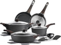SENSARTE Pots and Pans Set Non stick, Non toxic Healthy Induction Cookware Sets, 14 Pcs Non Stick Kitchen Cooking Set with Frying Pans Set & Saucepan, PFOA PFOS Free, Black