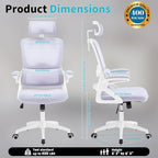 Ergonomic Office Chair,Mesh Office Chair with Lumbar Support,High Back Desk Chair with Flip-up Arms,400 lbs Big and Tall Computer Chair with Headrest,Comfy Desk Chairs (Lavender)