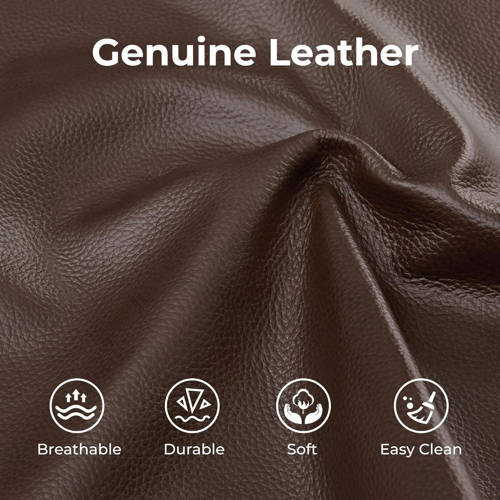 CHITA Genuine Leather Power Recliner Sofa, Wall Hugger Reclining Loveseat with Power Headrest, Charging Ports, Reclining Sectional Couch for Living Room, RV, Dark Brown