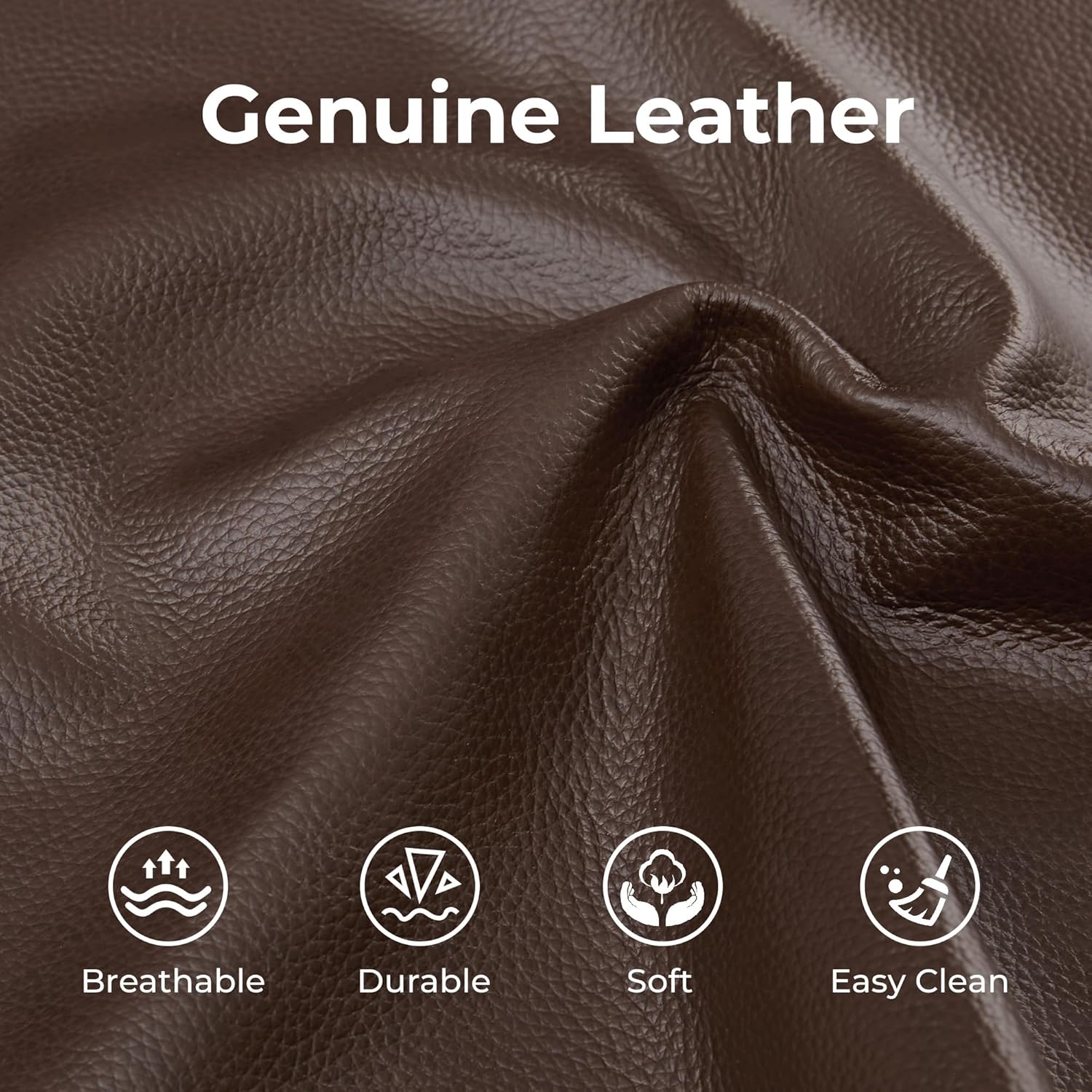 CHITA Genuine Leather Power Recliner Sofa, Wall Hugger Reclining Loveseat with Power Headrest, Charging Ports, Reclining Sectional Couch for Living Room, RV, Dark Brown
