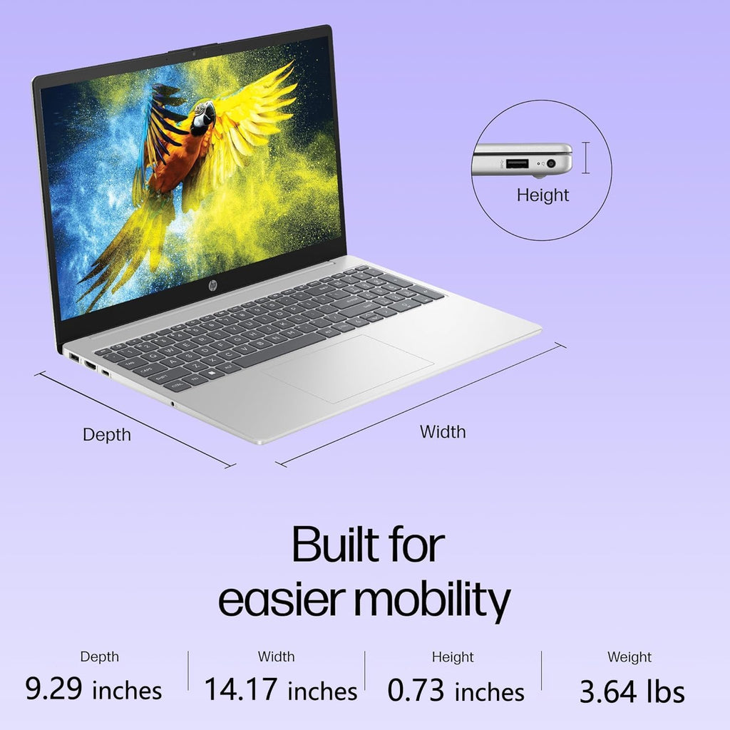 HP Pavilion 15.6" FHD Laptop Computer  16GB DDR4 RAM  240GB PCIe SSD  Intel N100 CPU  WiFi 6  Bluetooth  Webcam  Type-C  Lifetime Office 365  Windows 11  Type C RJ45  Light Gray