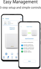 ASUS ZenWiFi XT9 AX7800 Tri-Band WiFi6 Mesh WiFiSystem (2Pack)  802.11ax  up to 5700 sq ft & 6+ Rooms  AiMesh  Lifetime Free Internet Security  Parental Controls  2.5G WAN Port  UNII 4  White