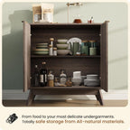 29'' Sideboard Buffet Cabinet with Storage, Fluted Cabinet with Rounded Corners, Modern Buffet Table Accent with 2 Doors for Coffee Bar, Console Table,Walnut