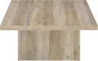 Coaster Home Furnishings - Devar - Wood - Square Coffee Table with Plinth Base, Geometric Design and Transitional Style - Living Room - Distressed Pine - 710878