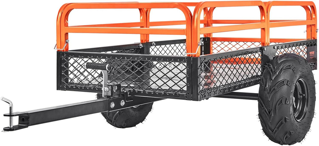 VEVOR ATV UTV Trailer Tow Behind Dump Cart  1500lbs 15 Cubic Feet  Heavy Duty Yard Garden Trailer Pull Behind Dump Trailer for Lawn Mower Tractor