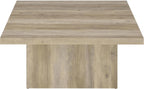 Coaster Home Furnishings - Devar - Wood - Square Coffee Table with Plinth Base, Geometric Design and Transitional Style - Living Room - Distressed Pine - 710878