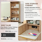 T4TREAM Fluted Makeup Vanity Desk with 36" HD Lighted Mirror, 48" Big Modern Vanity Desk with Mirror and Lights, Dressing Table with 5 Drawers & Shelves, Glass Top for Bedroom (Natural Oak)