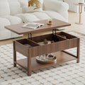 Lift Top Coffee Table with Storage for Living Room, 2-in-1 Modern Center Table & Desk with Hidden Storage Compartment & Open Shelf, Space Saving for Small Space & Apartment (Walnut)