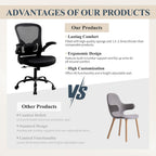 Flysky Ergonomic Home Office Desk Chair Set of 8 - Lumbar Back Support, Breathable Mesh Swivel Computer Task Chair with Wheels and Flip-up Arms, Height Adjustable, Black
