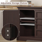 70" Sideboard Buffet Cabinet with Storage, Coffee Bar Cabinet with and 4 Doors, Long Wider Storage Cabinet Modern Farmhouse, Brown Wood, for Kitchen, Dining Room, Living Room