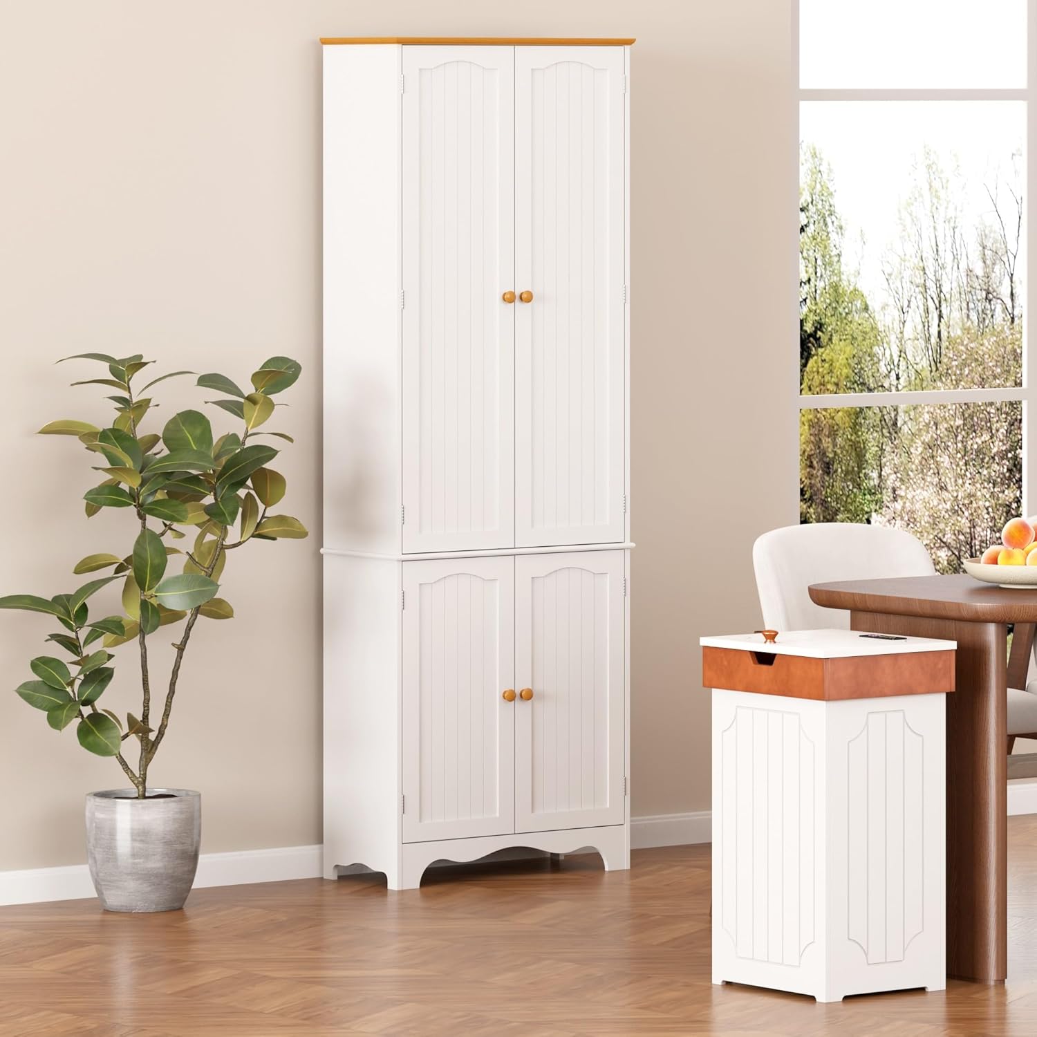 Function Home 72" Kitchen Pantry Cabinet, Freestanding Storage Cabinets, Tall Food Pantry with Doors and Adjustable Shelves, Utility Floor Cabinet for Kitchen Dining Room Living Room, White