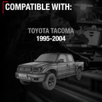 Exterior Front Passenger Door Handle Replacement, Upgraded Metal & Plastic Housing - Compatible with 1995-2004 Toyota Tacoma - Chrome Handle, Black Housing w/Keyhole - OEM 69210-35030