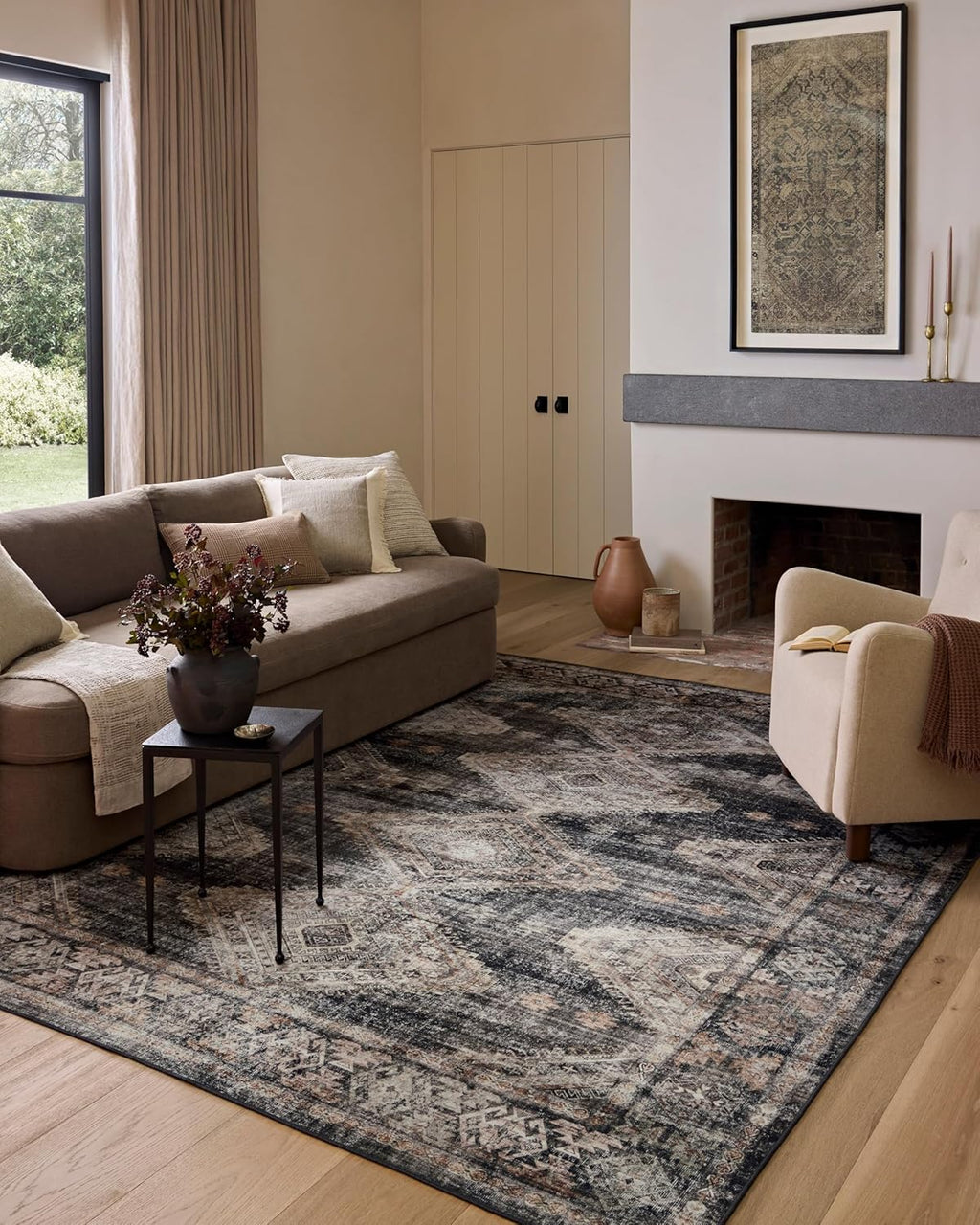 Loloi Amber Lewis Josie Collection JOS-04 Ink/Earth 9'-0" x 12'-0", .13" Pile Height, Low Profile, Machine Washable, Area Rug