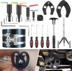 Hydraulic Cylinder Repair Tool kit For skid steers, loaders, backhoes Include gland wrench U-seal installer tools Seal puller Smooth type Piston Ring Compressor (17pcs)