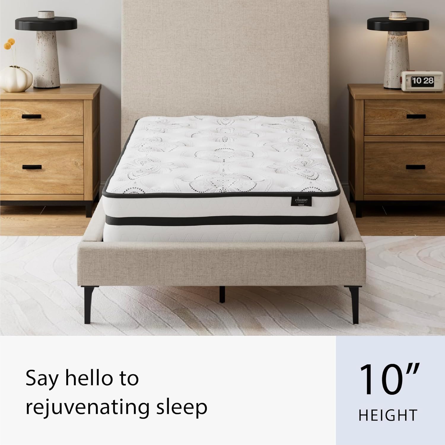 Signature Design by Ashley Full Size Chime 10 Inch Medium Firm Hybrid Mattress with Cooling Gel Memory Foam for Pressure Relief, Fiberglass Free, Mattress In A Box