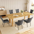 Extendable Dining Table for 6-8 People, 63 to 78.7 Inch Rectangular MDF Table, Farmhouse Rustic Style, Space-Saving Design for Dining Room, Kitchen, Meeting