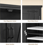 TEENFON 58" H Storage Cabinet with Adjustable Shelf, Kitchen Cabinet with 4 Doors, Farmhouse Pantry Cabinets, Cupboard for Kitchen, Bathroom, Living Room, Black