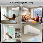 MEPTY 12000BTU Mini Split AC/Heating System, 19 SEER2 Energy Efficient Mini Split Air Conditioner with Heat Pump, Cools Up to 750sq.ft, Ductless Inverter AC Unit with Pre-Charged Condenser