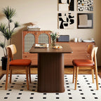 FUQARHY Dining Table for 4, Small Rectangular Kitchen Table for 2 with 3-Tier Storage Shelf, Farmhouse Modern Fluted Wood Table (Walnut)